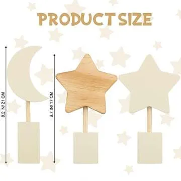 Barydat 3 Pcs Wooden Nursery Shelf Decor Boho Moon and Star Nursery Decor Set Cute Bohemian Children...