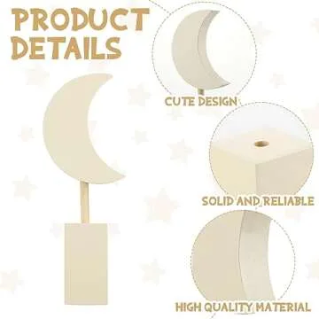 Barydat 3 Pcs Wooden Nursery Shelf Decor Boho Moon and Star Nursery Decor Set Cute Bohemian Children Baby Kids Decor for Nurseries Bedroom Kindergarten Classroom Playroom Boys Girls