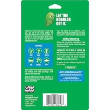 Green Gobbler Drain Cleaner & Deodorizer Lemon Scent Sticks - 24 Pack for All Drains