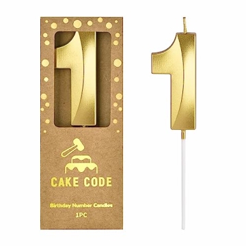 CAKE CODE 2.76 Inch Diamond Gold 1 Number Birthday Candles for a Sparkling Celebration