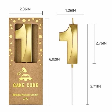 CAKE CODE Diamond Gold 1 Number Birthday Candles