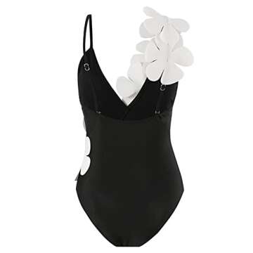 2 Piece Swimsuits for Women: Floral Swimwear with Beach Cover up Wrap Skirt Bikini Sets Summer Tropical Outfits Bra Thongs Bathing Suits Sarong Coverups Holiday Beachwear Black + White Small