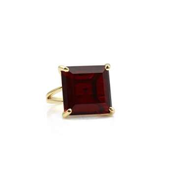 Bold Square Garnet Stone Ring in 14k Gold - Custom Rings for Women - Handmade Statement Ring, Engagement, Wedding, Party Fashion for Women - Choose Ring Size and Material