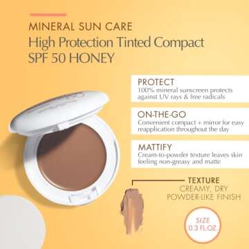 Avène High Protection Honey Tinted Compact, Broad Spectrum SPF 50+, Water Resistant, Non-Greasy