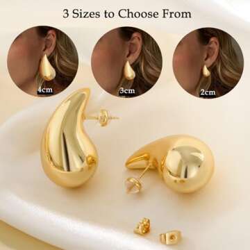 FUNEIA Gold Teardrop Earrings for Stylish Women