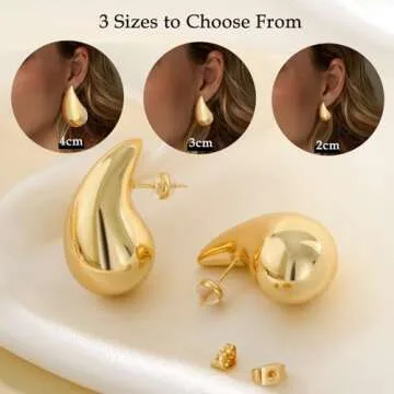 FUNEIA Gold Teardrop Earrings for Stylish Women