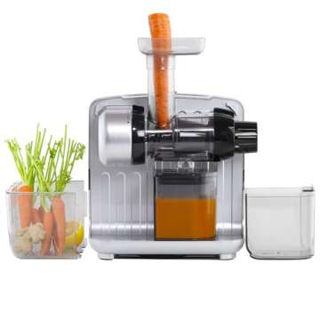 Omega Juicer JCUBE500SV Cold Press 365 Slow Masticating Juice Extractor and Nutrition System with Onboard Storage, 200-Watts, Silver
