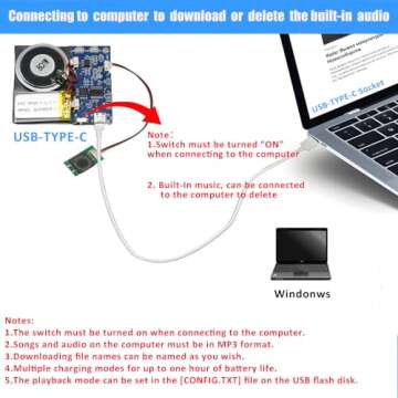 XLW Module - 16MB Push Button Activated Sound Module with Speaker, Type-C Cable, and Easy Recording Capability16 Minutes for Personalized Greetings, DIY Projects, and Holiday Crafts