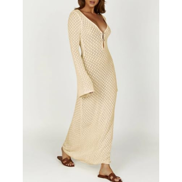 Saodimallsu Women's Crochet Maxi Cover Up for Beach