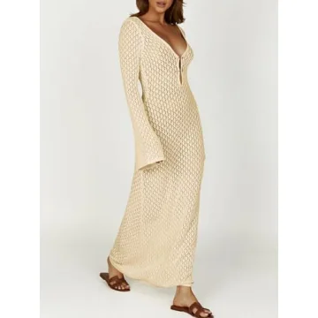 Saodimallsu Women's Crochet Maxi Cover Up for Beach