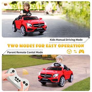 TOBBI Licensed Mercedes Benz Car for Kids,Ride on Cars with 2.4G Remote Control,Double Doors, 5 Point Safety Belt,LED Lights