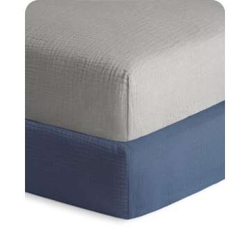 Bearmoss Muslin Crib Sheets 100% Cotton Baby Crib Sheets Fitted for Standard Crib Mattress & Toddler...