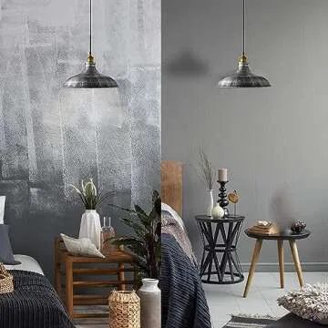 LightInTheBox Rustic Pendant Light Industrial Light Fixture Farmhouse Hanging Lamp Silver Black Island Ceiling Light for Kitchen Island Barn Dining Room Garage