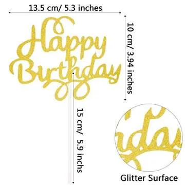 Boao 40 Pieces Birthday Cake Toppers Happy Glitter Birthday Cupcake Topper Cake Party Supplies Decor...