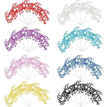Boao 40 Pieces Birthday Cake Toppers Happy Glitter Birthday Cupcake Topper Cake Party Supplies Decorations for Children or Adults, 8 Colors