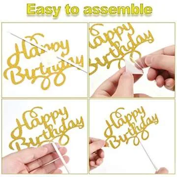 Boao 40 Pieces Birthday Cake Toppers Happy Glitter Birthday Cupcake Topper Cake Party Supplies Decorations for Children or Adults, 8 Colors