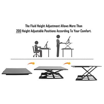 Standing Desk Stand Up Desk Height Adjustable Desk Standing Desk Converter Sit Stand Desk Converter Foldable Desk Adjustable Height Desk Folding Workstation Desk Riser Ergonomic Table Stand - 32 inch