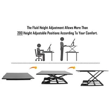 Standing Desk Stand Up Desk Height Adjustable Desk Standing Desk Converter Sit Stand Desk Converter Foldable Desk Adjustable Height Desk Folding Workstation Desk Riser Ergonomic Table Stand - 32 inch