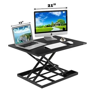 Standing Desk Stand Up Desk Height Adjustable Desk Standing Desk Converter Sit Stand Desk Converter Foldable Desk Adjustable Height Desk Folding Workstation Desk Riser Ergonomic Table Stand - 32 inch