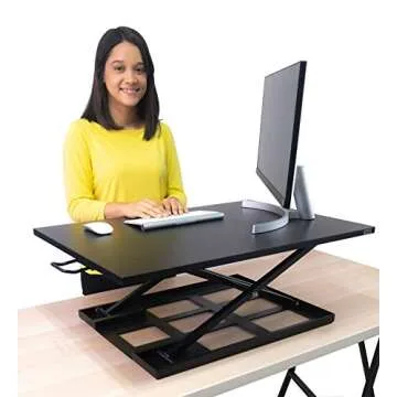 Standing Desk Stand Up Desk Height Adjustable Desk Standing Desk Converter Sit Stand Desk Converter Foldable Desk Adjustable Height Desk Folding Workstation Desk Riser Ergonomic Table Stand - 32 inch