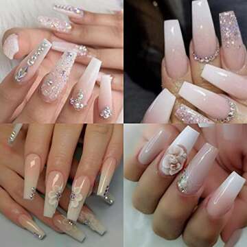 LoveOurHome 100PC COFFIN PRESS ON NAILS - Stylish Long Fake Nails