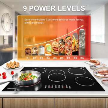 AMZCHEF 30 Inch Electric Cooktop 5 Burners 8500W Electric Stove Top, Built-in Ceramic Cooktop with E...