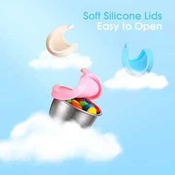 6x1.6 oz Salad Dressing Container To Go, Reusable Condiment Container with Lids, Fits in Bentgo Kids Lunch Box, Premium Silicone, Easy Open, Leakproof, Stainless Steel Small Dipping Sauce Cups