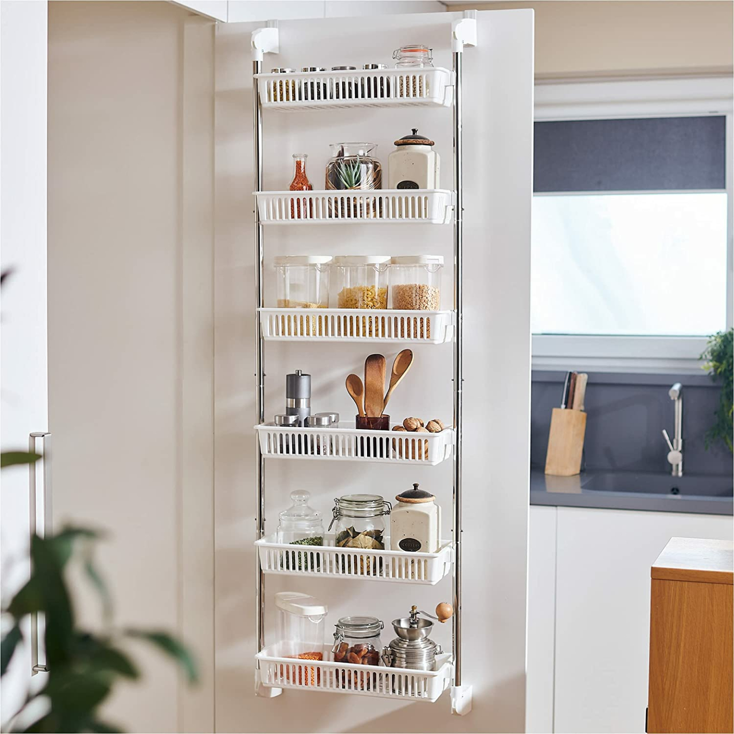 HomeBuddy Over the Door Pantry Organizer with Hooks