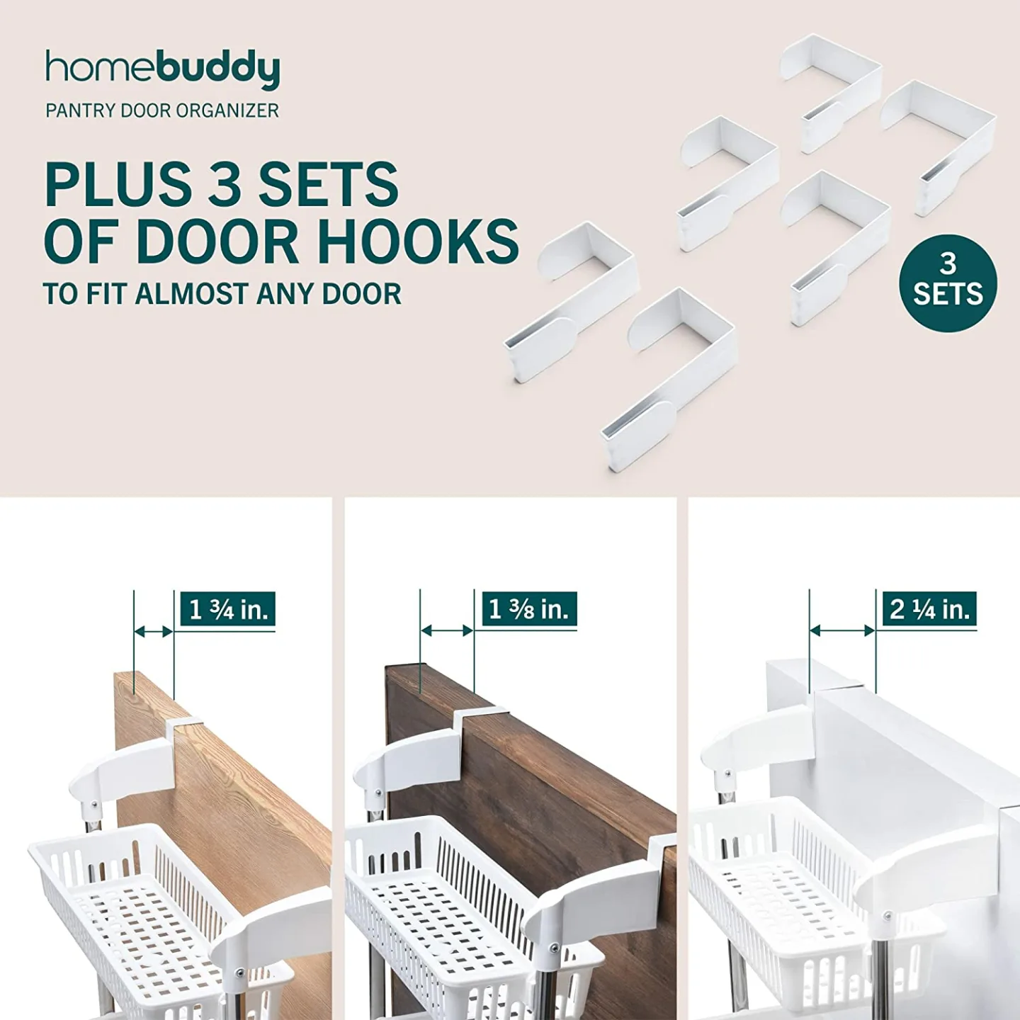 HomeBuddy Over the Door Pantry Organizer with Hooks