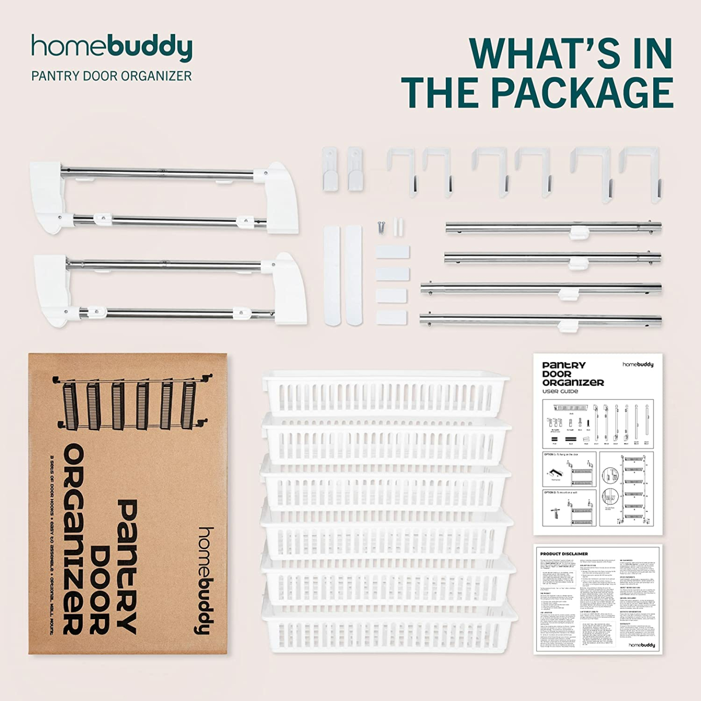 HomeBuddy Over the Door Pantry Organizer with Hooks