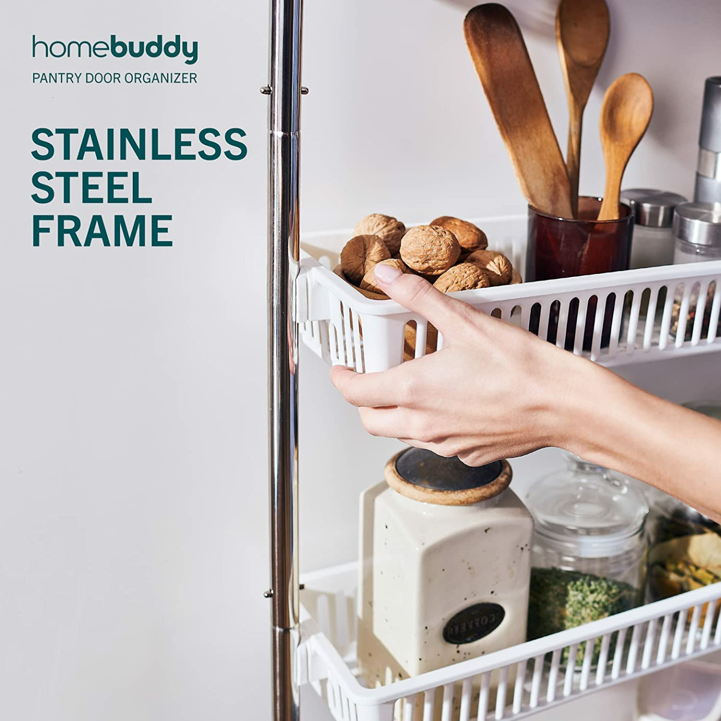 HomeBuddy Over the Door Pantry Organizer with Hooks