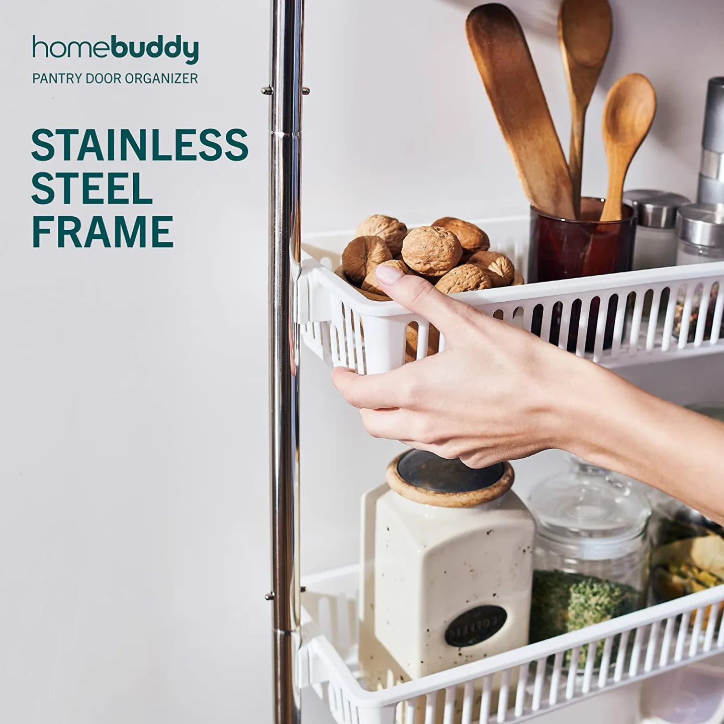HomeBuddy Over the Door Pantry Organizer with Hooks
