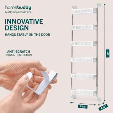 HomeBuddy Over the Door Pantry Organizer with Hooks