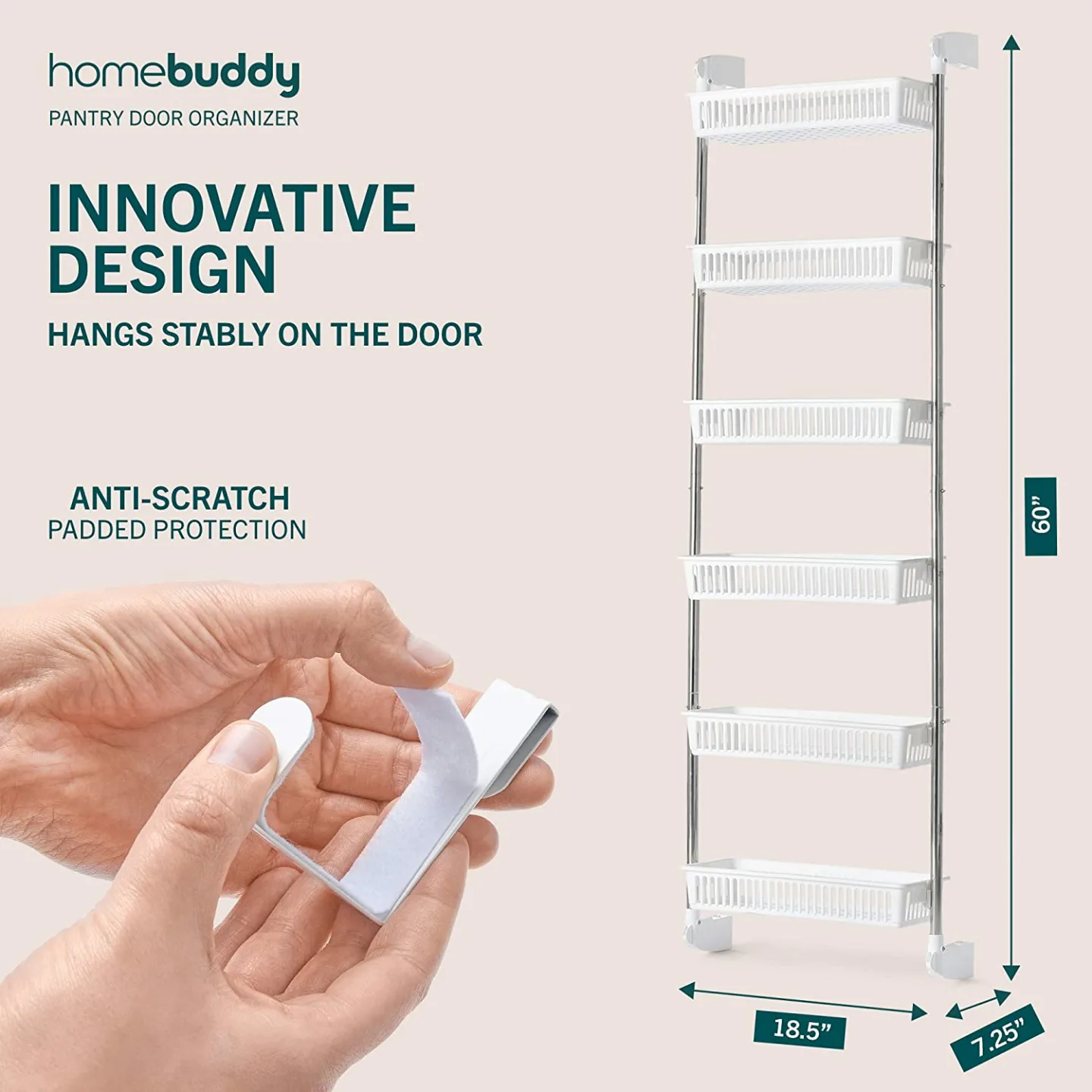 HomeBuddy Over the Door Pantry Organizer with Hooks