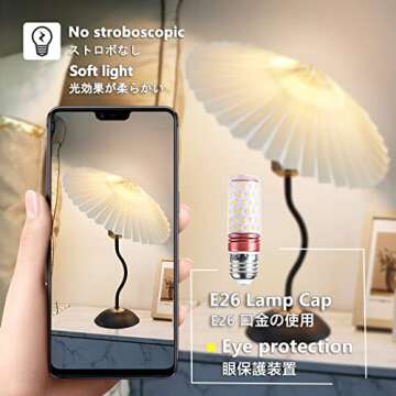 OKOOI Harp Pleated Lamp Neutral Lamp Small Table Lamp Living Room Decor Small Space Bedside Counter ...