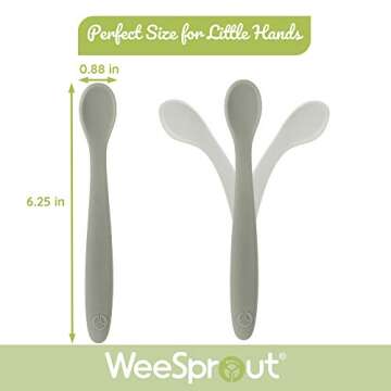 WeeSprout Silicone Baby Spoons for Infants - Set of 3