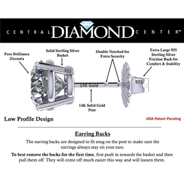 14K Gold & Sterling Silver CZ Stud Earrings - 4.00cttw