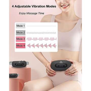 Electric Heating Pad, Portable Cordless Menstrual Heating Pad with 4 Heat Levels and 4 Massage Modes, Fast Large Heating Belly Wrap Belt for Cramps, Back Pain Relief Gifts for Women Girls Her(Black)