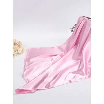 SATINIOR 3 Pcs Neck Scarf Women Silk Chiffon Carf Square Scarf Satin Headscarf Ascot Neck for Women(23.62 x 23.62 Inches,Pink)
