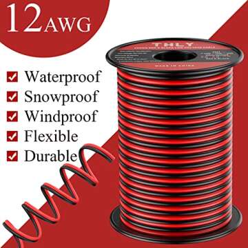 100FT 12 Gauge Wire - Flexible Low Voltage Electrical Wire 12 AWG - Red and Black Automotive Wire
