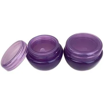 Beauticom® 24 Pieces 10G/10ML Purple Frosted Container Jars with Inner Liner for Lotion, Toners, Lip Balm, Makeup Samples - BPA Free