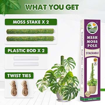 DUSPRO Stackable Moss Pole for Indoor Plants Climbing