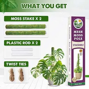 DUSPRO Stackable Moss Pole for Indoor Plants Climbing