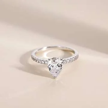 EAMTI 2CT 925 Silver Engagement Ring for Women