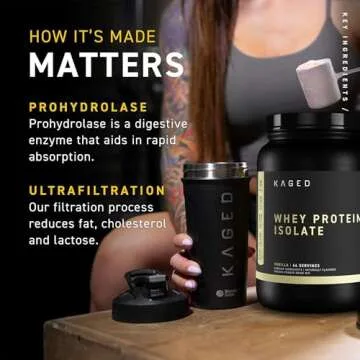 Kaged Whey Protein Isolate Powder | Vanilla | 100% Pure Low Lactose Whey | Post Workout Recovery Drink | Supports Muscle-Building | 25g per Serving | Amazing Taste and Easy Mix for Shakes | 25 Serving