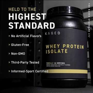 Kaged Whey Protein Isolate Powder | Vanilla | 100% Pure Low Lactose Whey | Post Workout Recovery Drink | Supports Muscle-Building | 25g per Serving | Amazing Taste and Easy Mix for Shakes | 25 Serving