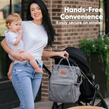 KeaBabies Baby Diaper Bag Backpack - Baby Bag for Boys, Girls, Waterproof Multi Function Baby Backpack, Large Diaper Bags for Baby Girl, Baby Boy, Travel Diaper Bag with Changing Pad (Classic Gray)