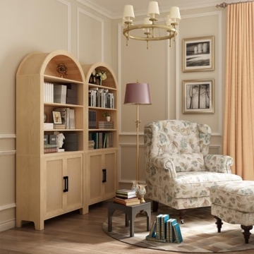 FurSch 71" Arched Bookshelf with Door for Stylish Storage