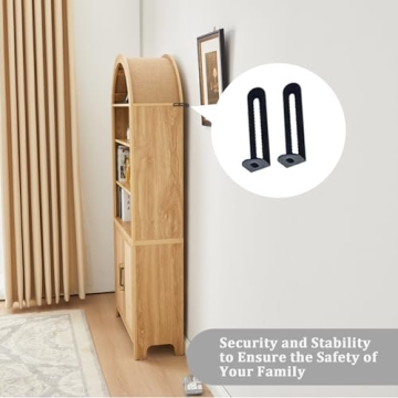 FurSch 71" Arched Bookshelf with Door for Stylish Storage