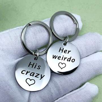 2pcs Key Chain Set for Her for Him Boyfriend Girlfriend Valentine Christmas Anniversary Gift Sets Her Weirdo His Crazy